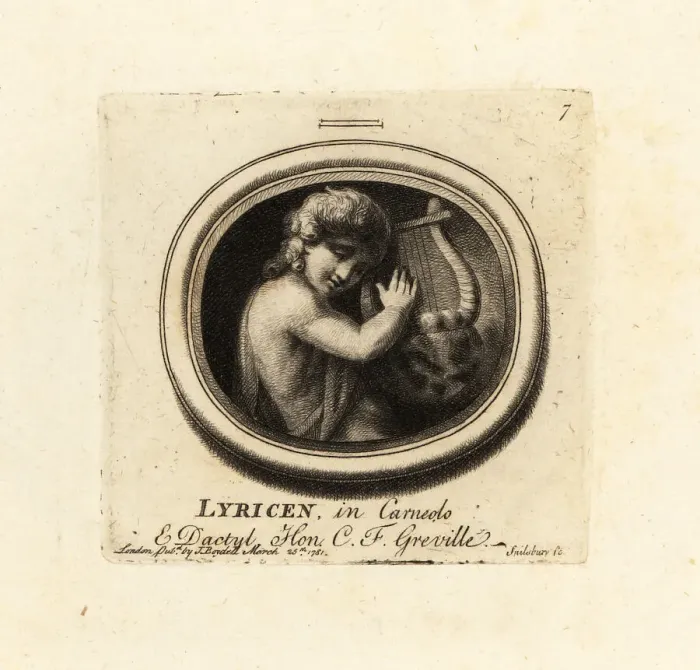 Framed Print : The lyre player on cornelian and dactylotheca