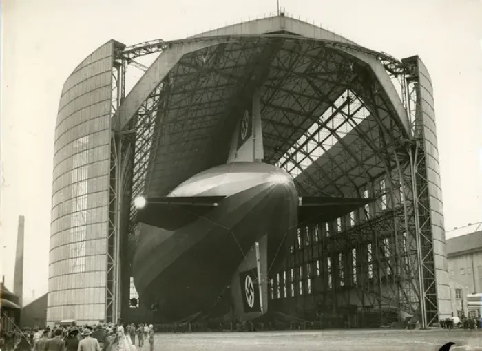 Framed Print : The LZ129 Hindenburg in its hangar at Friedrichshafen on? Framed Print : The LZ129 Hindenburg in its hangar at Friedrichshafen on?