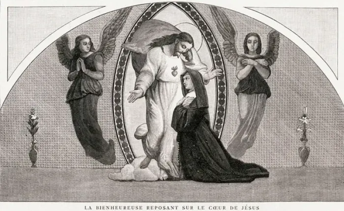 Framed Print : M M Alacoque with Jesus Framed Print : M M Alacoque with Jesus