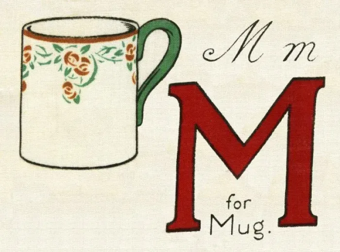 Framed Print : M for Mug. From a Deans Rag Book entitled Kiddiewiddies ABC Date: 1920 Framed Print : M for Mug. From a Deans Rag Book entitled Kiddiewiddies ABC Date: 1920