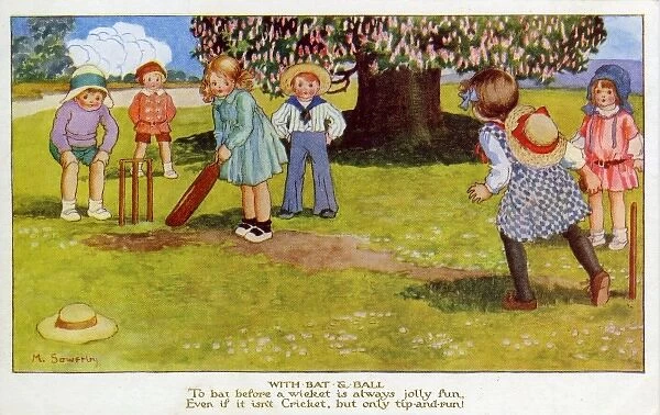 M Sowerby. With bat & ball