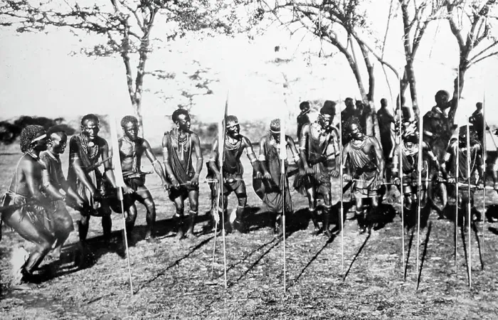 Framed Print : Maasai dance, Africa, early 1900s Framed Print : Maasai dance, Africa, early 1900s