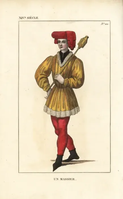 Framed Print : Mace-bearer or sergeant at arms, 14th century Framed Print : Mace-bearer or sergeant at arms, 14th century