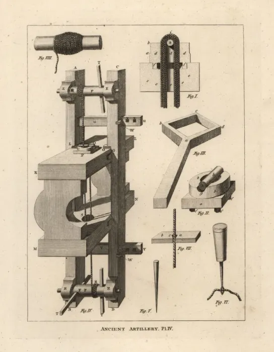 Framed Print : Machine and method for stringing the balista Framed Print : Machine and method for stringing the balista