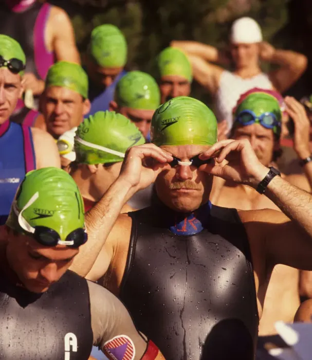 Framed Print : Macho swimmer in rubber hat, USA Framed Print : Macho swimmer in rubber hat, USA