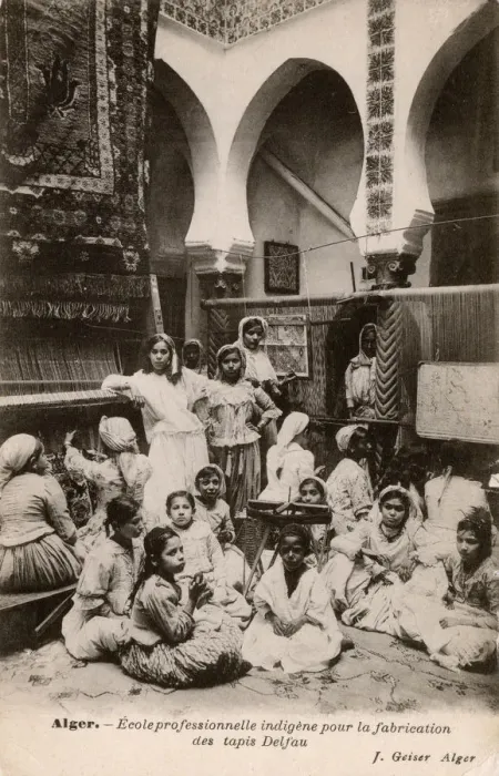Framed Print : Madame Delfaus school of carpet making, Algiers, Algeria Framed Print : Madame Delfaus school of carpet making, Algiers, Algeria