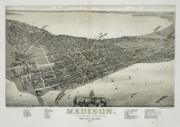 Framed Print : Madison, state capital of Wisconsin 1885 Framed Print : Madison, state capital of Wisconsin 1885