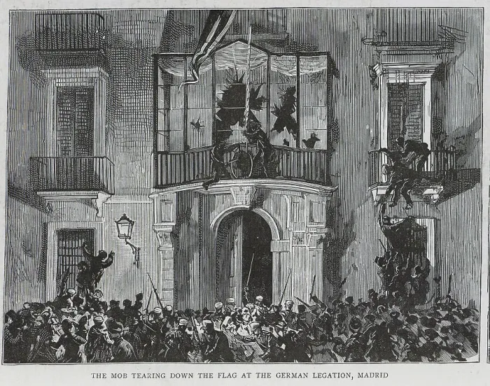 Framed Print : Madrid Mob Tears Down German Flag Framed Print : Madrid Mob Tears Down German Flag