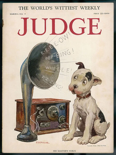 Magazine cover, dog and radio