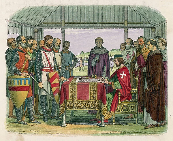Magna Carta. King John, pressured by the barons