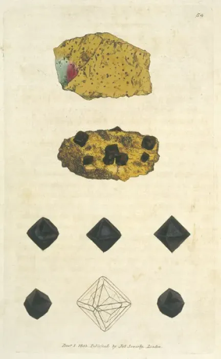 Framed Print : Magnetite. Plate 54 from James Sowerbys British Mineralogy Framed Print : Magnetite. Plate 54 from James Sowerbys British Mineralogy