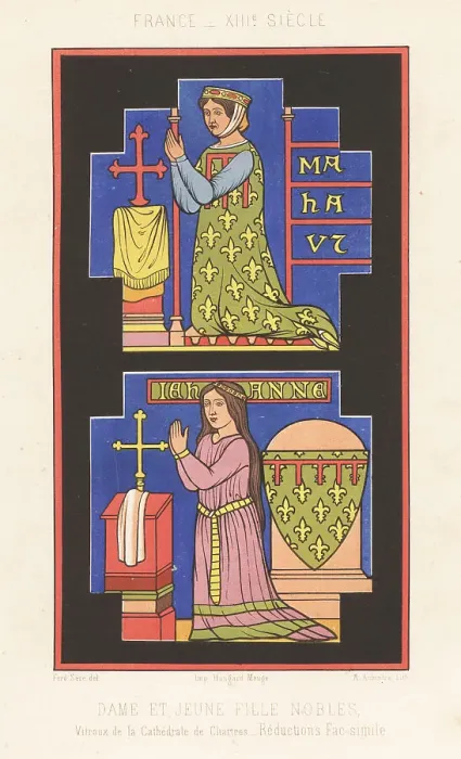 Framed Print : Mahaut, Countess of Boulogne, and her daughter Joan, 13th C Framed Print : Mahaut, Countess of Boulogne, and her daughter Joan, 13th C