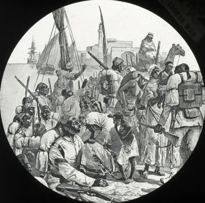 Framed Print : Mahdist War - Sudan Campaign - Black troops leaving Massowah Framed Print : Mahdist War - Sudan Campaign - Black troops leaving Massowah