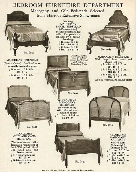 Mahogany and cane bedsteads 1929