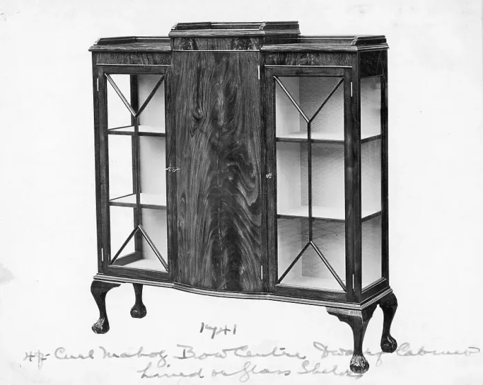 Framed Print : Mahogany, glass-fronted display cabinet Framed Print : Mahogany, glass-fronted display cabinet