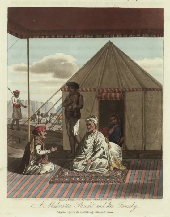 Framed Print : A Mahratta Pandit and his Family, India Framed Print : A Mahratta Pandit and his Family, India