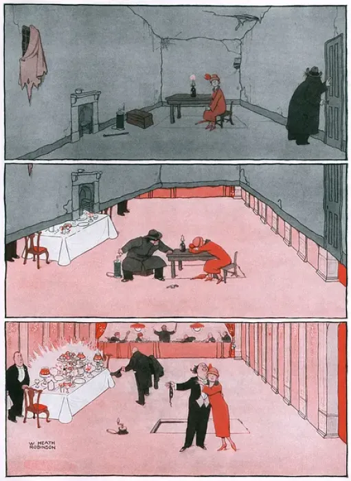 Framed Print : The Maid and the Magician by William Heath Robinson Framed Print : The Maid and the Magician by William Heath Robinson