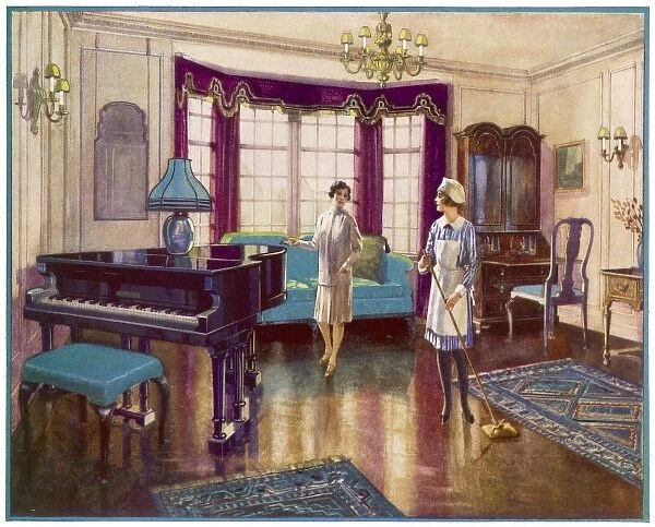 Maid Polishing. and when you've done the floor, perhaps you'll have a go at the piano