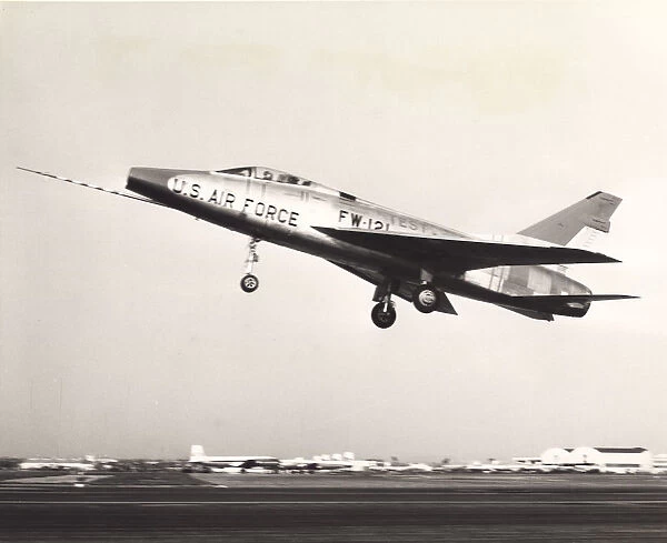 Maiden flight of the first North American F-100D Super Sabre