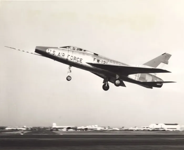 Framed Print : Maiden flight of the first North American F-100D Super Sabre Framed Print : Maiden flight of the first North American F-100D Super Sabre