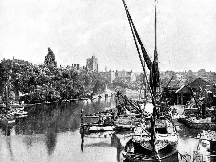 Framed Print : Maidstone River Medway early 1900s Framed Print : Maidstone River Medway early 1900s