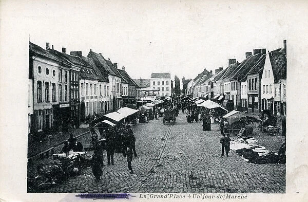 Main Square on Market Day, Steenvoorde, Nord-Pas-de-Calais
