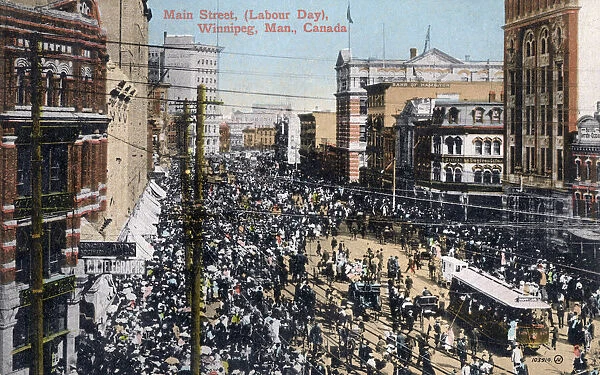 Main Street, Labour Day, Winnipeg, Manitoba, Canada. Date: circa 1905