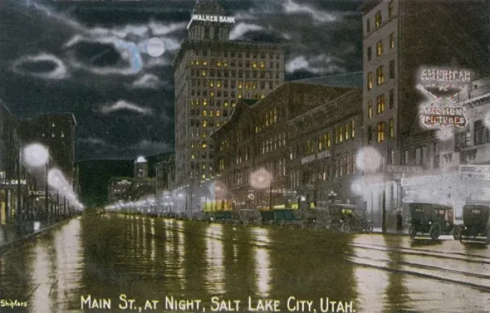 Framed Print : Main Street at Night - Salt Lake City, Utah, USA Framed Print : Main Street at Night - Salt Lake City, Utah, USA
