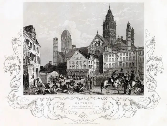 Framed Print : Mainz : after their defeat at Leipzig, the French troops occupy Mainz in the course of Framed Print : Mainz : after their defeat at Leipzig, the French troops occupy Mainz in the course of