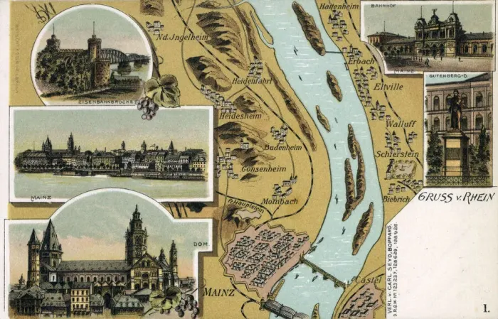 Framed Print : Mainz, Germany on the River Rhine