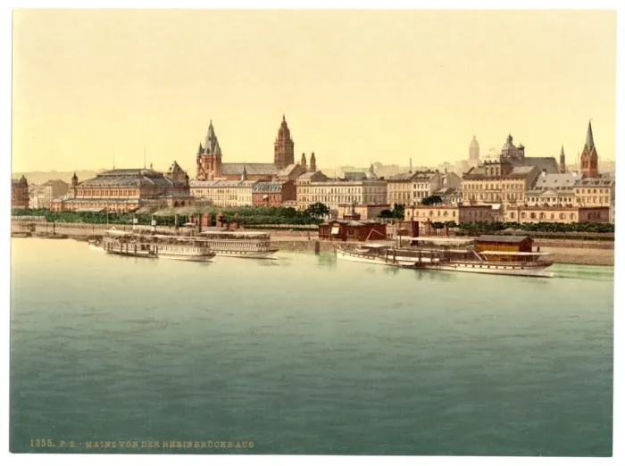 Framed Print : Mainz, from Rhine Bridge, the Rhine, Germany Framed Print : Mainz, from Rhine Bridge, the Rhine, Germany