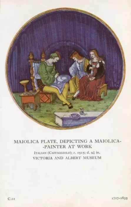 Framed Print : Maiolica Plate - A Maiolica painter at work Framed Print : Maiolica Plate - A Maiolica painter at work