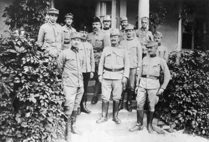 Framed Print : Major-General Blum with officers of Austria-Hungary Framed Print : Major-General Blum with officers of Austria-Hungary