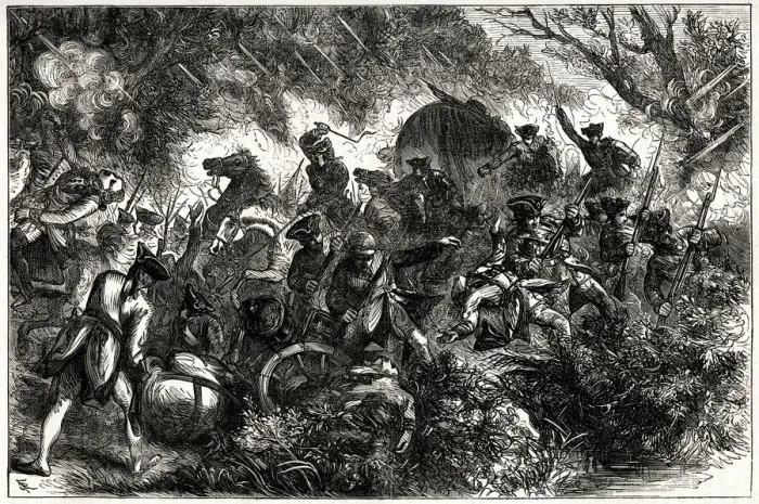 Framed Print : Major General Edward Braddocks force attacked during an expedition against Framed Print : Major General Edward Braddocks force attacked during an expedition against