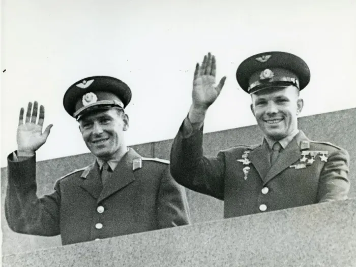 Framed Print : Major Herman Titov & Major Yuri Gagarin, Red Square, Moscow Framed Print : Major Herman Titov & Major Yuri Gagarin, Red Square, Moscow