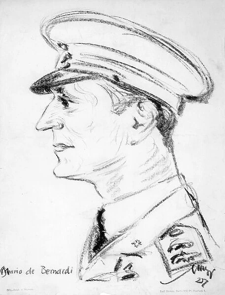 Major Mario de Bernardi drawn by Emil Stumpp