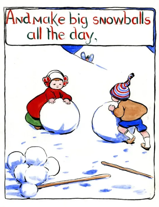 Framed Print : And make big snowballs all the day, by Minnie Asprey Framed Print : And make big snowballs all the day, by Minnie Asprey