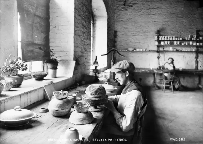 Framed Print : Making China Baskets, Belleek Potteries Framed Print : Making China Baskets, Belleek Potteries