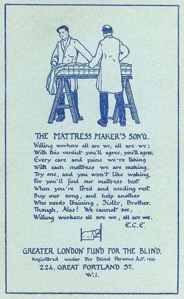 Making Mattresses - Blind Workers, London