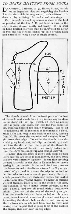 Framed Print : Making mittens from socks, WW1 Framed Print : Making mittens from socks, WW1