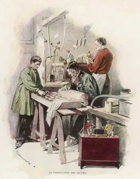 Framed Print : Making Music Boxes 1890 Framed Print : Making Music Boxes 1890