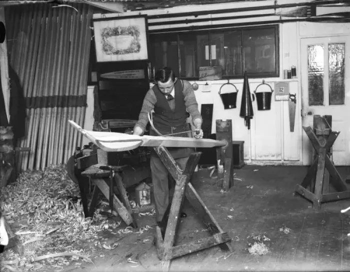 Framed Print : Making Oars 1930 Framed Print : Making Oars 1930