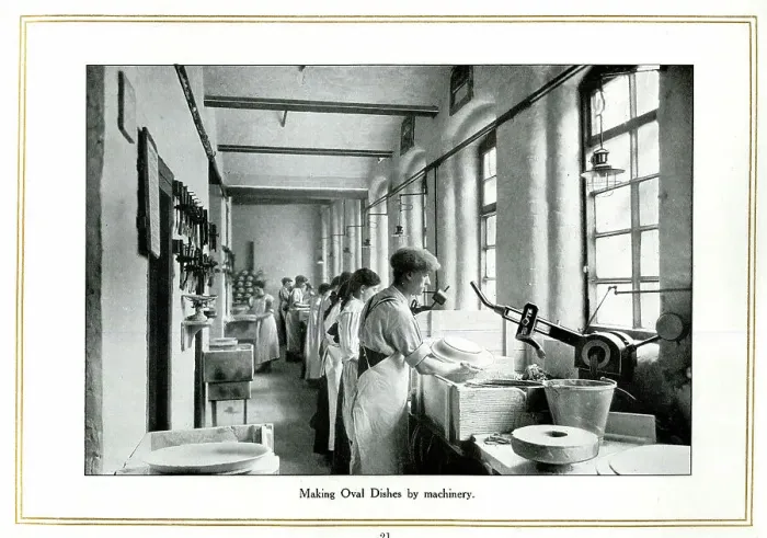 Framed Print : Making oval dishes by machinery, Alfred Meakin Framed Print : Making oval dishes by machinery, Alfred Meakin