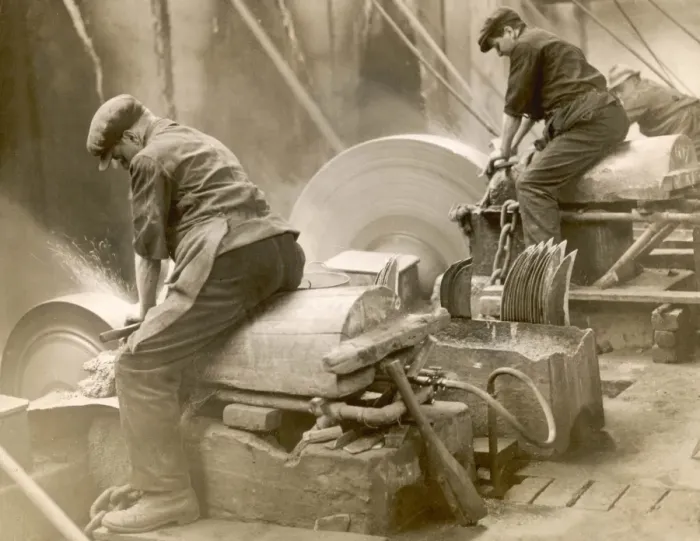 Framed Print : Making Scythes  /  Grinding