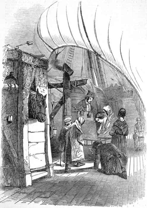 Framed Print : Making Tea on the deck of an Emigrant Ship, 1849 Framed Print : Making Tea on the deck of an Emigrant Ship, 1849