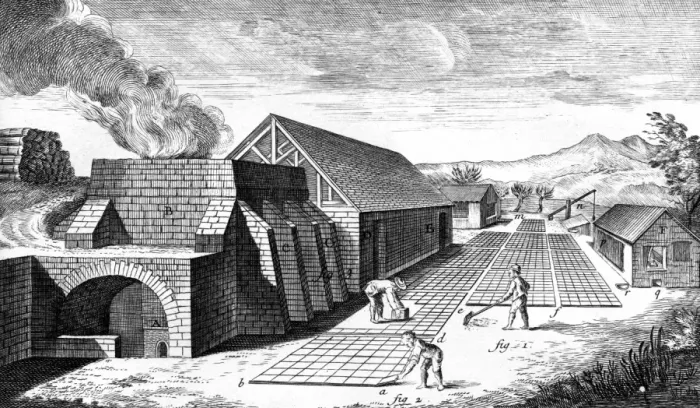 Framed Print : Making Tiles 18th C Framed Print : Making Tiles 18th C