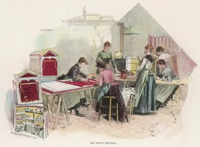 Framed Print : Making Toy Theatres 1890