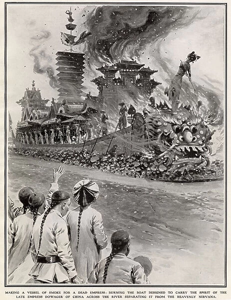 Making a vessel of smoke for a dead Empress: burning the boat designed to carry