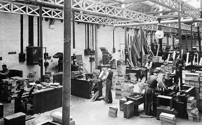 Framed Print : Making wood boxes, Port Sunlight soap factory, Wirral Framed Print : Making wood boxes, Port Sunlight soap factory, Wirral