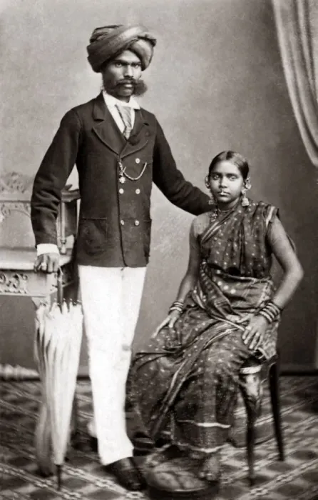Framed Print : Malay couple, circa 1880s. Date: circa 1880s Framed Print : Malay couple, circa 1880s. Date: circa 1880s